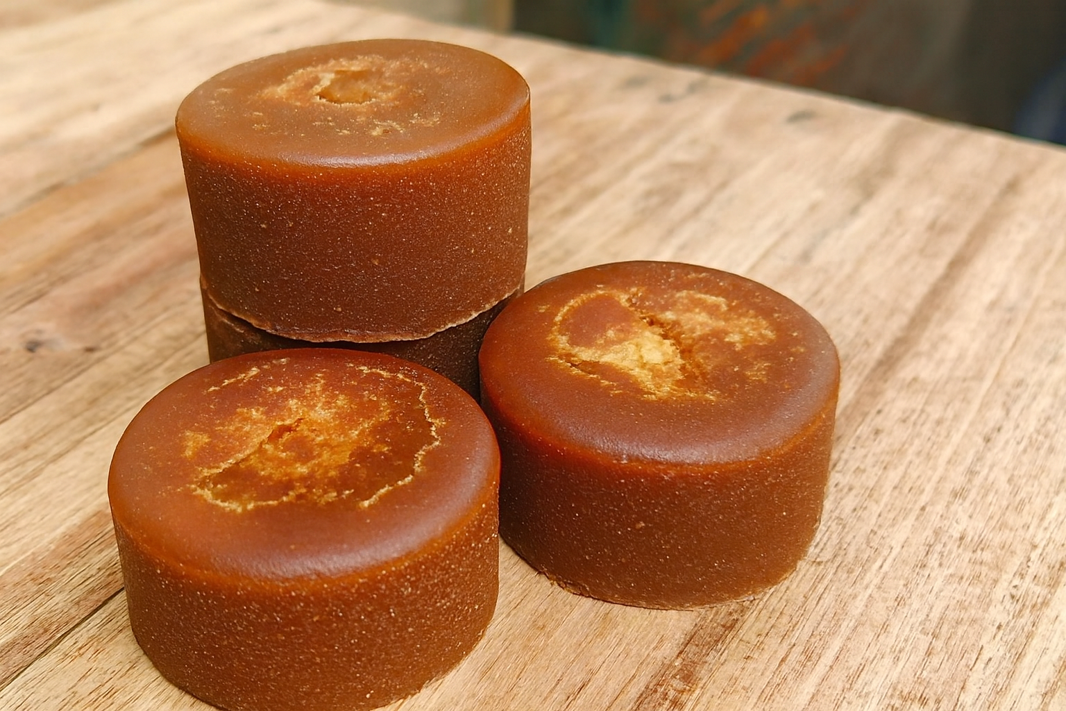 Hand holding wooden spoon with coffee beans